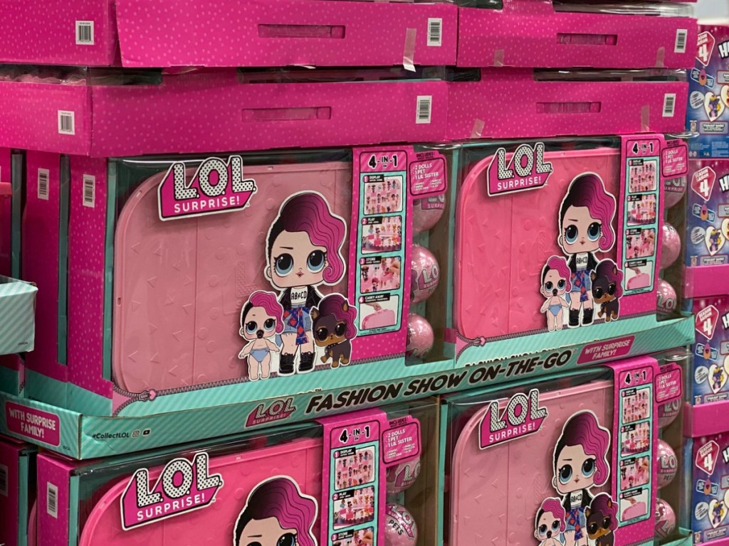 Store display of LOL Suprise Fashion Show on the go cases