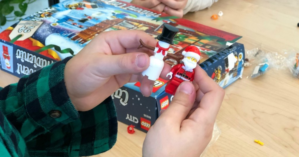 playing with LEGO City Advent Calendar pieces 