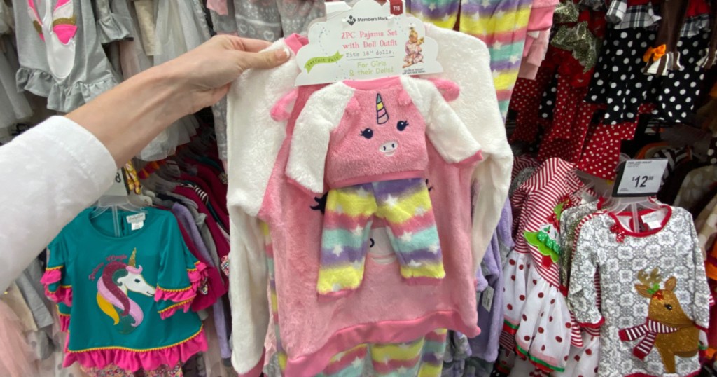 hand holding up members mark matching pj set at sams club