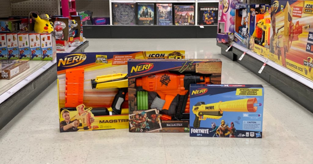 nerf toys on floor at target