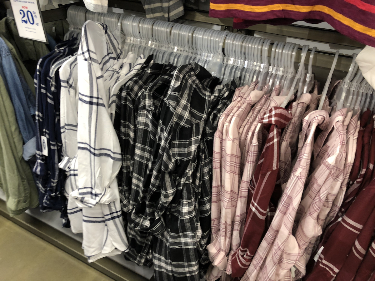 Old Navy Flannel Shirts on hanger