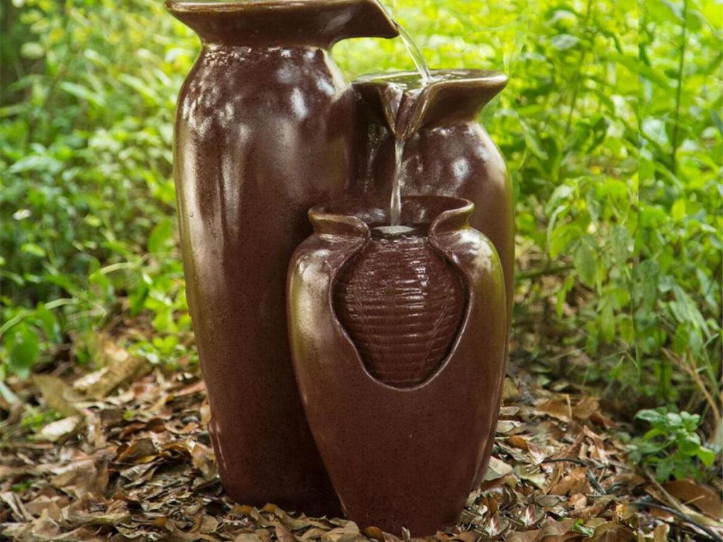 3-tier water fountain in the woods