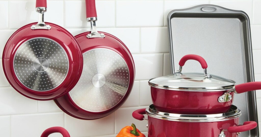 Rachael Ray Cookware Set in kitchen