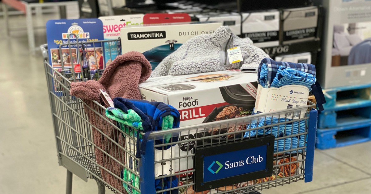 Sam's Club shopping cart full of merchandise