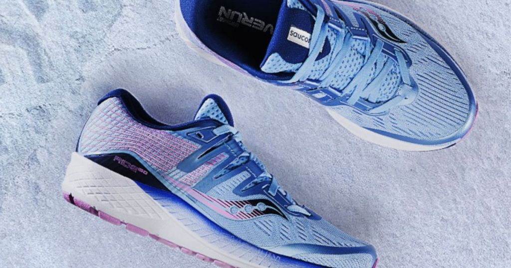 Saucony Women's Ride ISO Running Shoes on white carpet
