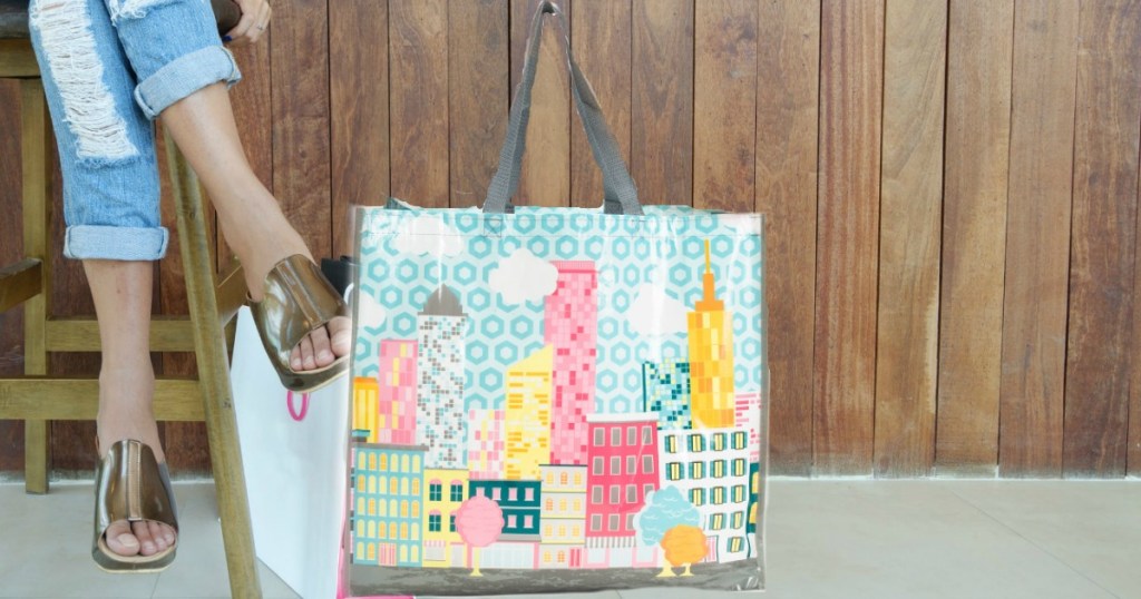 Reusable tote with city scene from TJMaxx