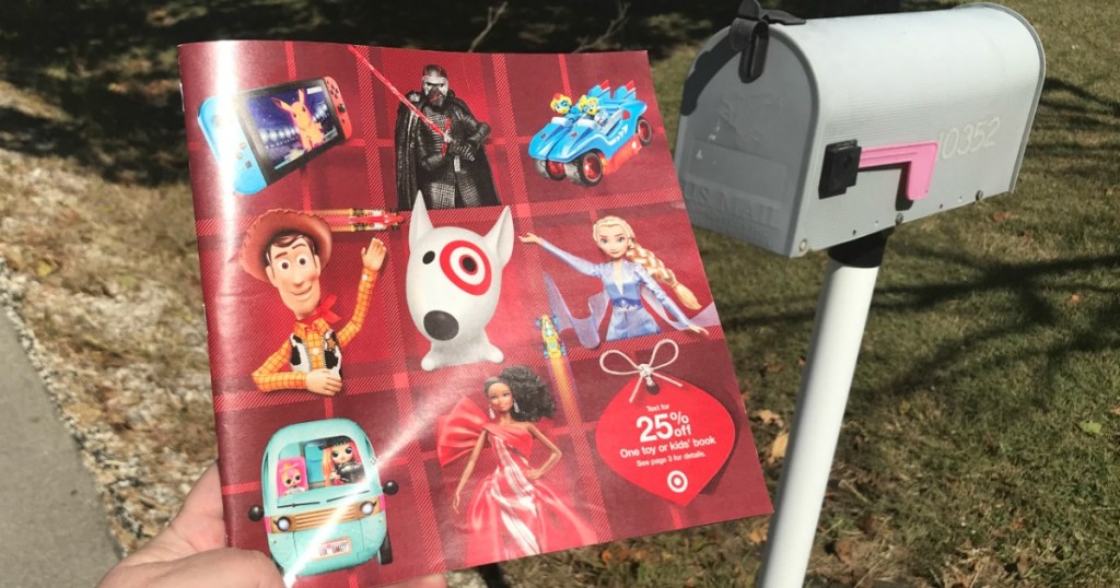 Target 2019 Toy Catalog next to mailbox