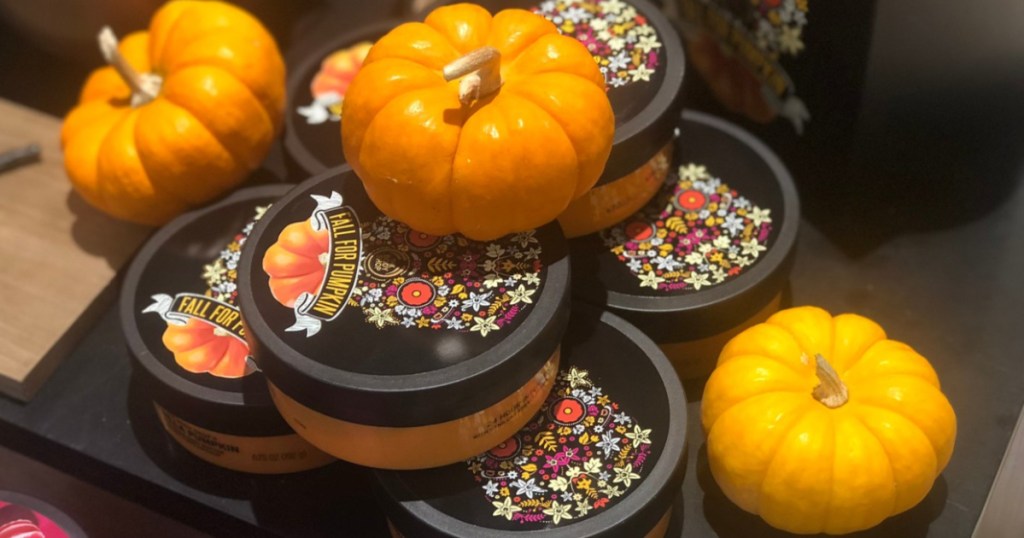 The Body Shop Half for Pumpkin Body Butters on shelf in store