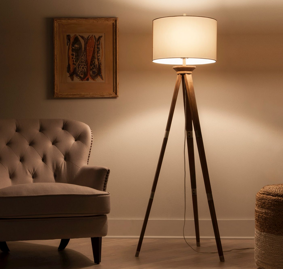 Threshold Oak Wood Tripod Floor Lamp