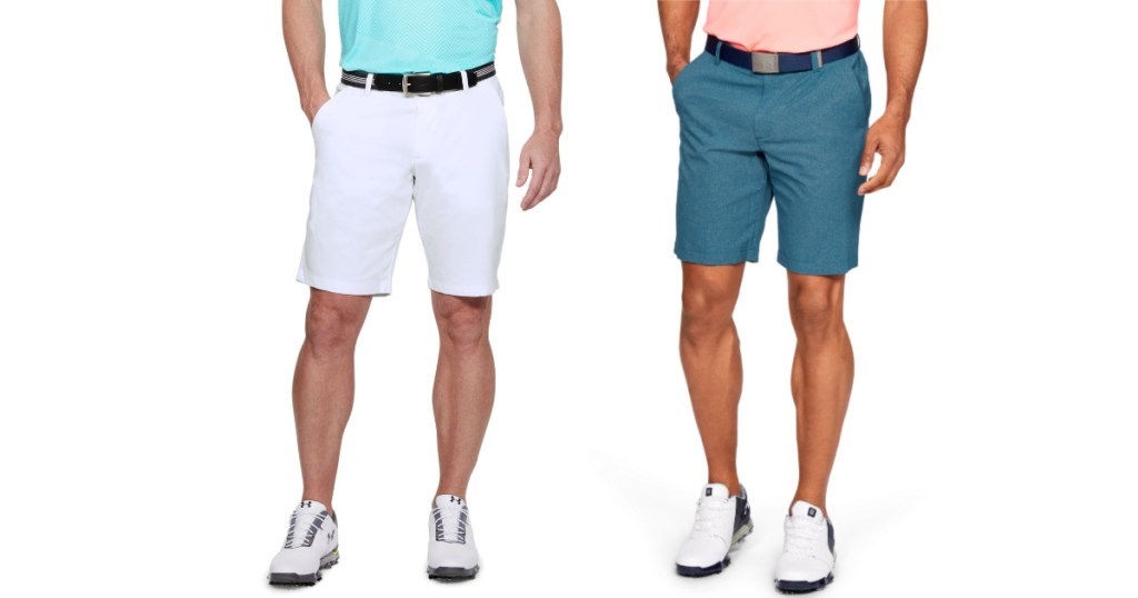 two men wearing under armour shorts