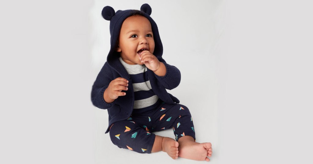 gap 40% off sale with baby wearing brennan sweater