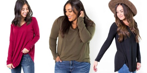 Women’s V-Neck Boyfriend Tee Only $10.95 Shipped | Available in Sizes Up to 3X