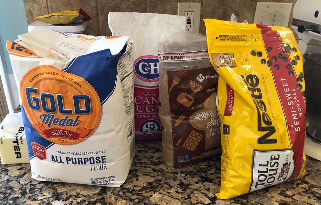 Chocolate chip cookie dough ingredients in bulk