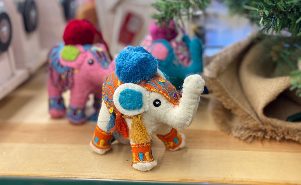 decorated colorful elephants christmas ornaments