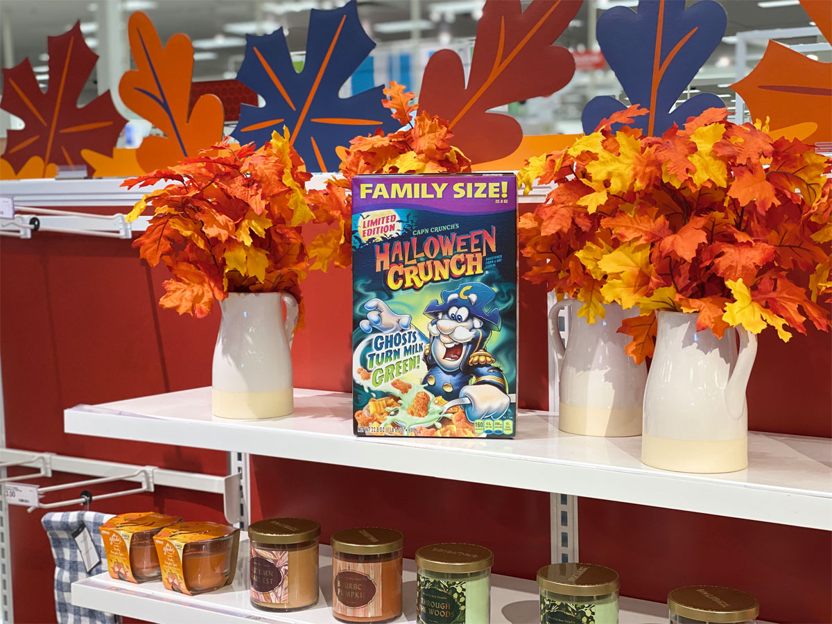 target family size halloween cap'n crunch cereal on shelf