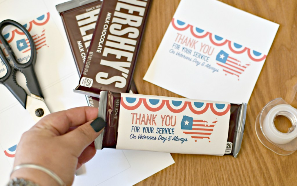 free printable candy bar wrappers for Veterans Day