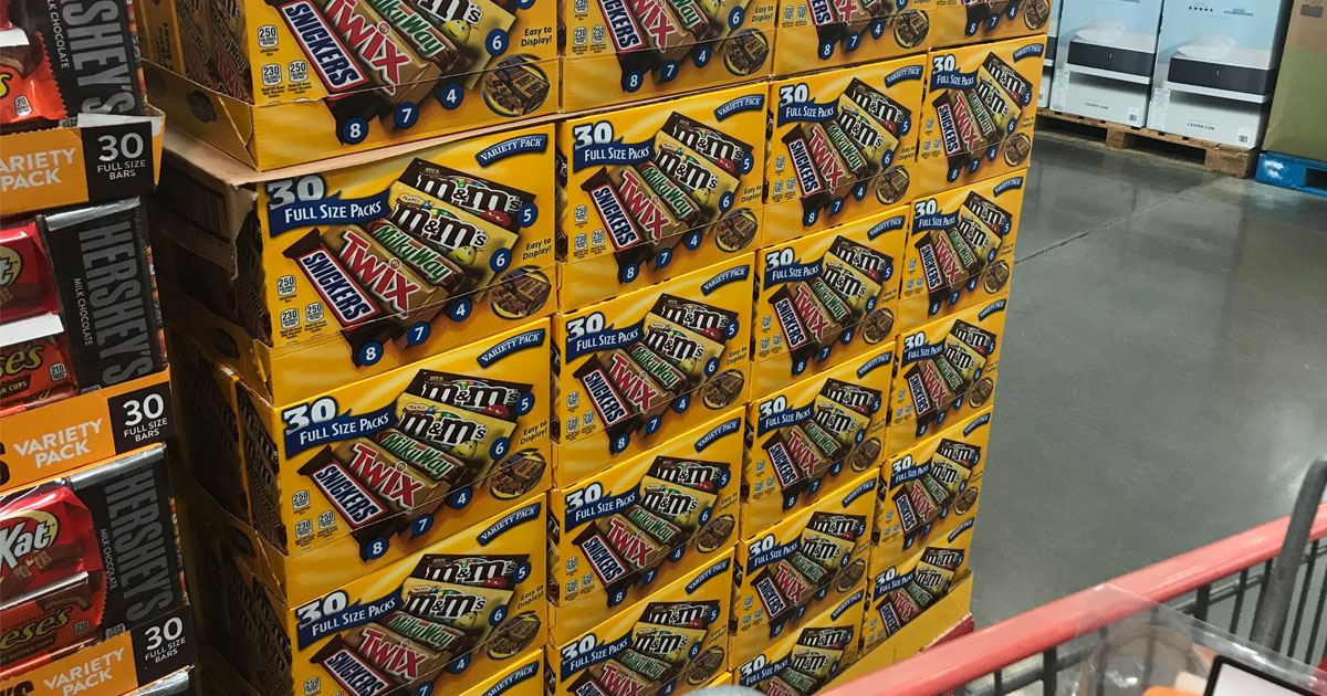 full size mars candy bars in club size boxes at Costco