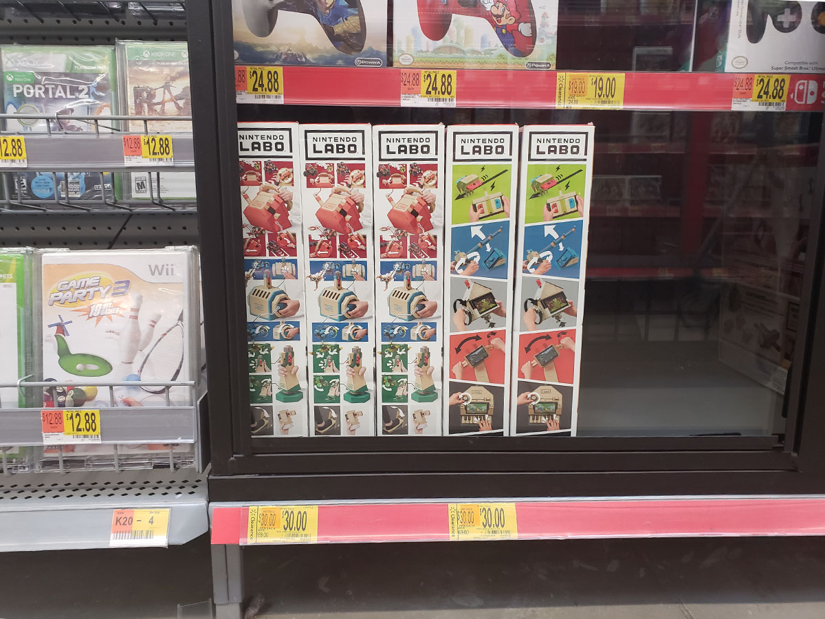 clearance on Nintendo Labo kits at Walmart on shelf 