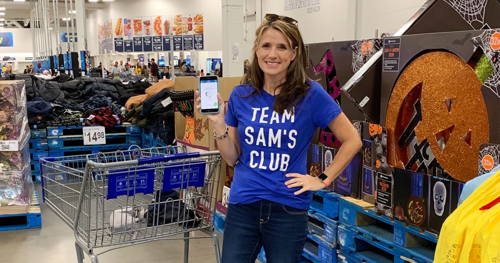 woman wearing Team Sam's Club shirt