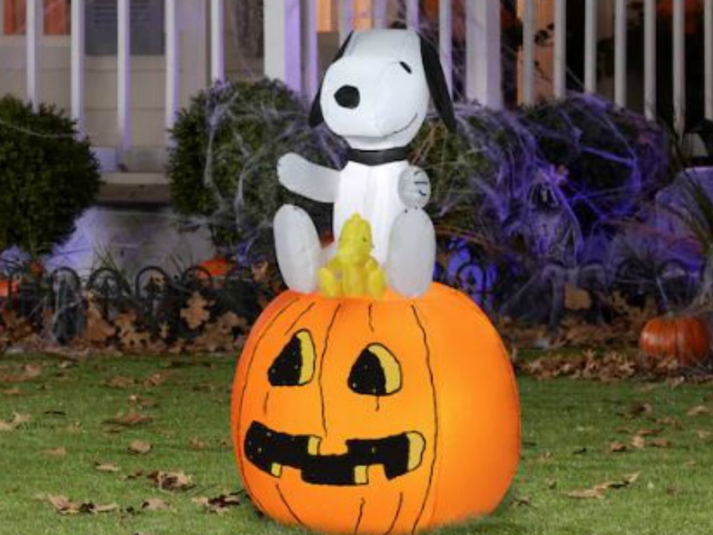 snoopy sitting on pumpkin 