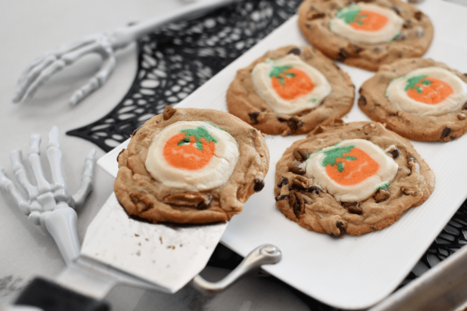 stacked cookies on a tray