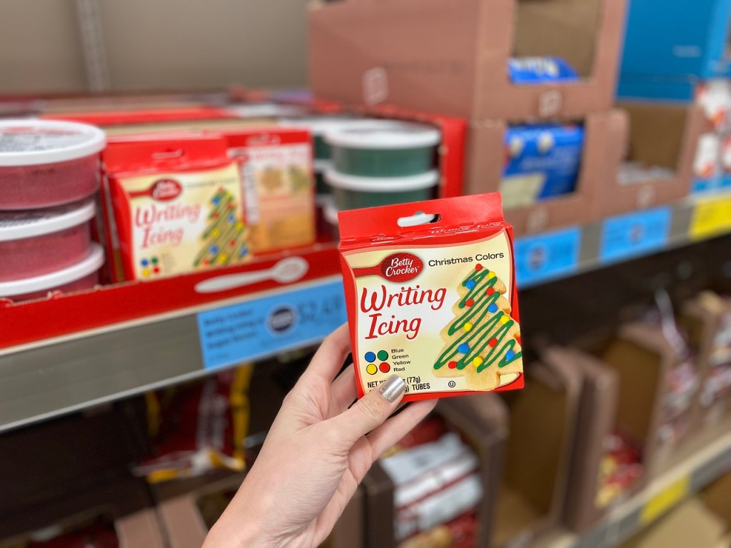 Betty Crocker writing icing held up in store