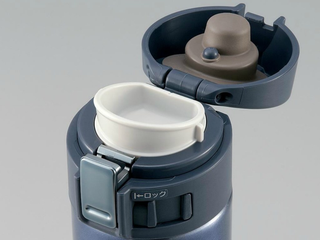 top of water bottle open to show lock