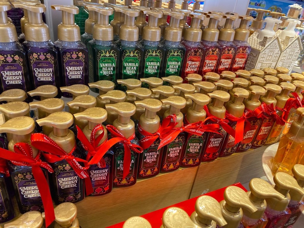 Bath Body Works Winter Hand Soaps on display in store