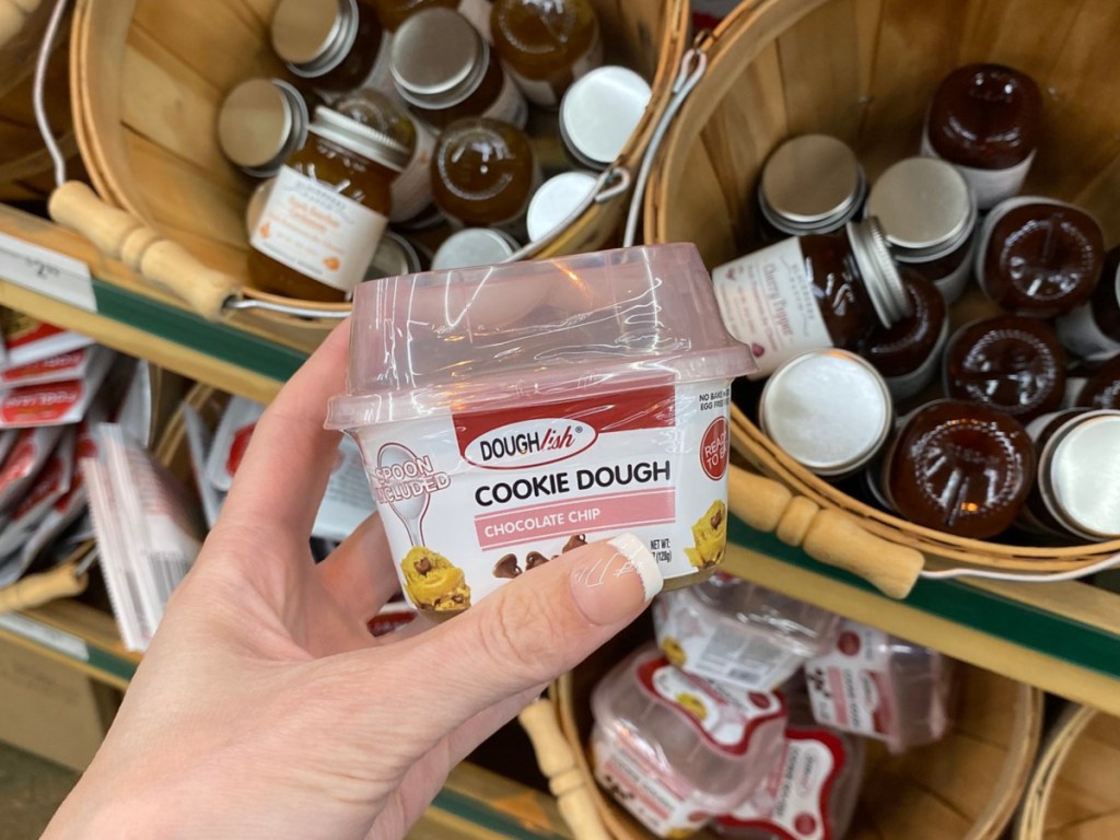 Hand holding Doughlish Cookie Dough at World Market 