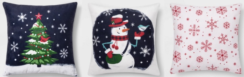 3 different Throw Pillows with Christmas signs