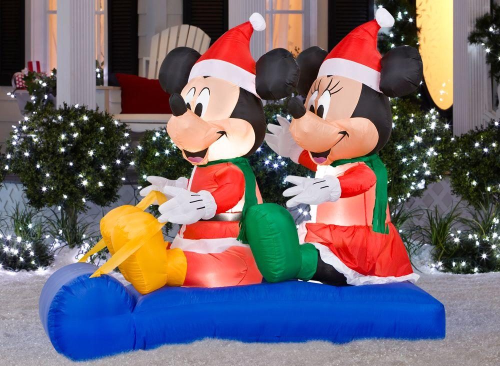 Disney 5 ft. Inflatable Mickey and Minnie's Sled Scene