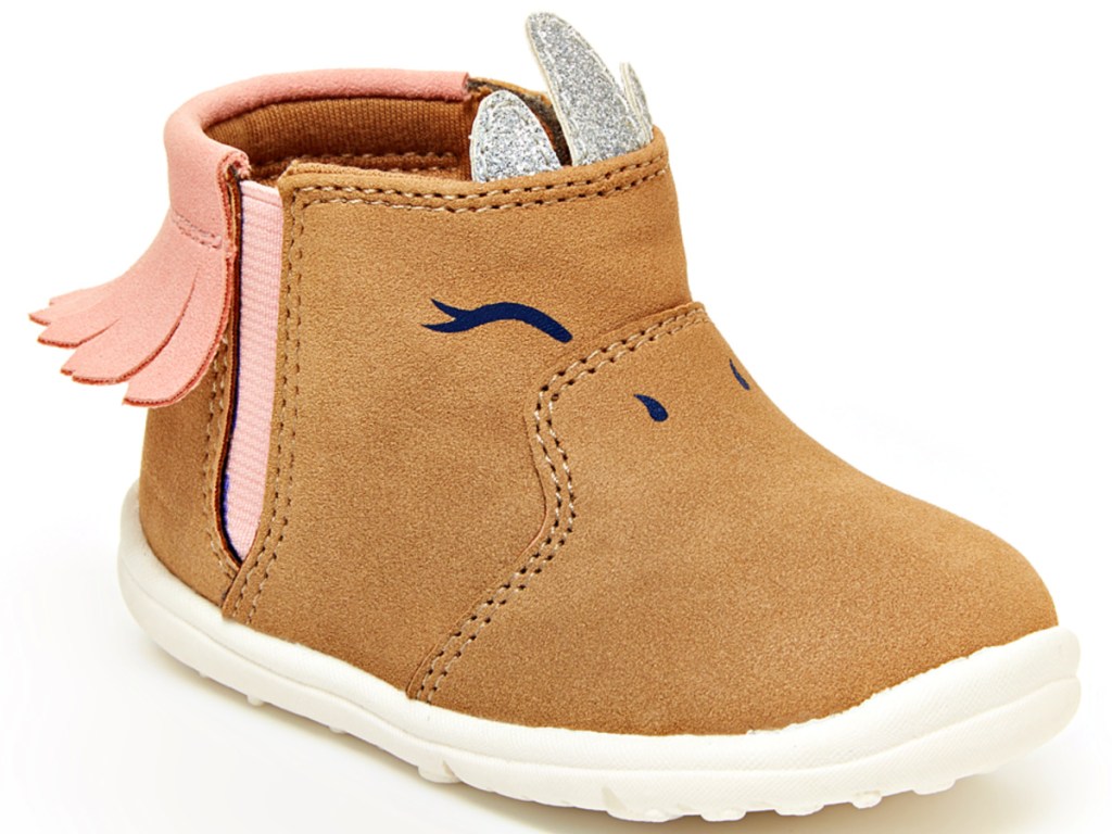 Girls Light Brown & Pink Unicorn Evvie Bootie
