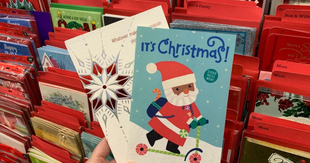 Hallmark cards in front of display
