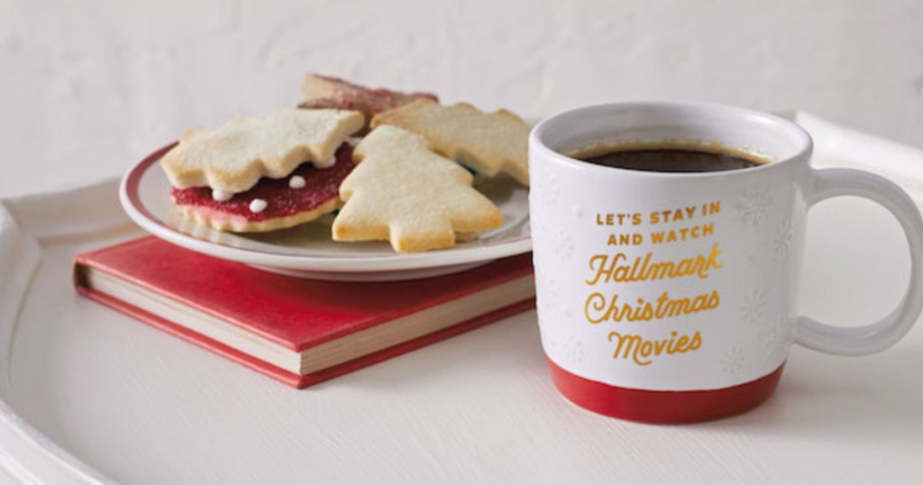 Hallmark Channel mug with coffee and cookies