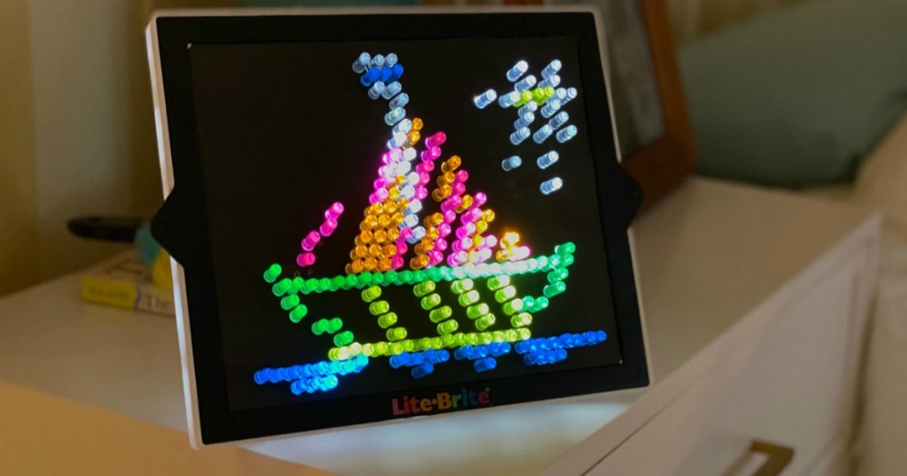 Lite-Brite toy lit up 