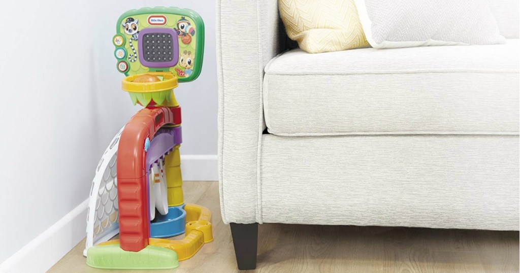 Little Tikes 3-in-1 Sports Zone next to couch