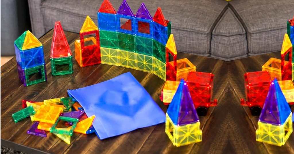 Magnetic Building Tiles 100-piece Set on table