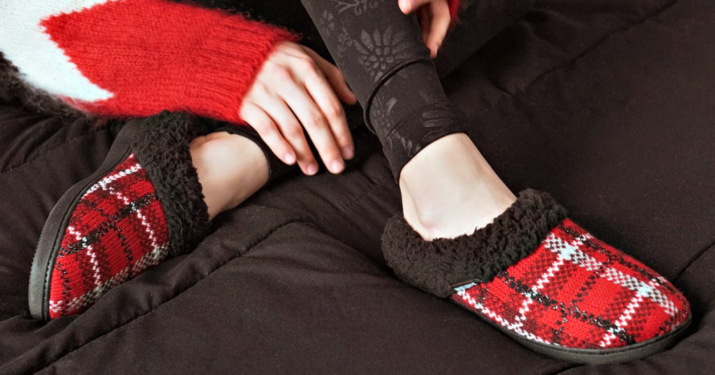 Muk Luk Red & Black Plaid Suzanne Clog Slipper