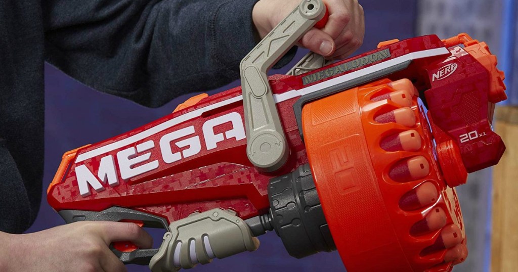 kid holding a NERF Megalodon N-Strike Mega Toy Blaster