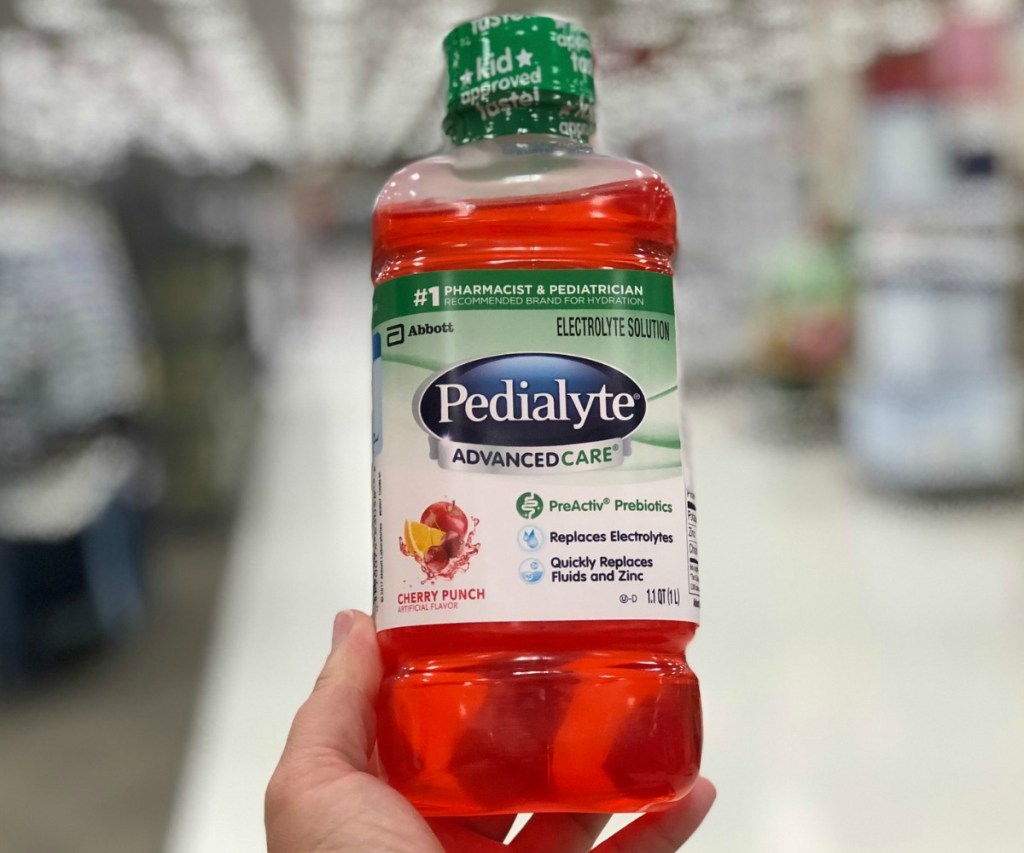 Cherry Punch flavored red Pedialyte baby drink