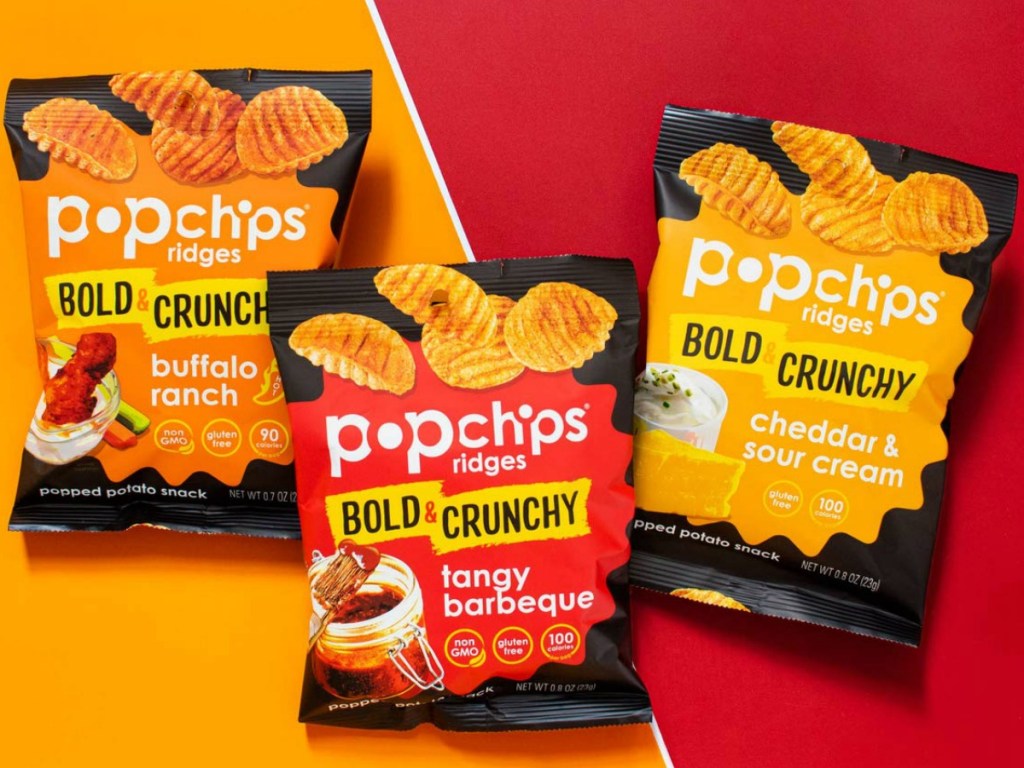 Three flavors of PopChips Ridges