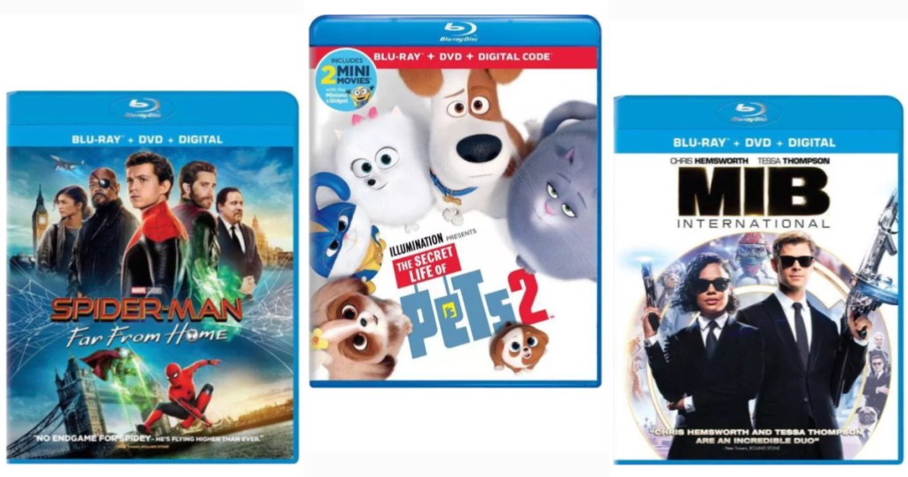 Spiderman Far From Home, Secret Life of Pets 2, MIB International Blu-Ray