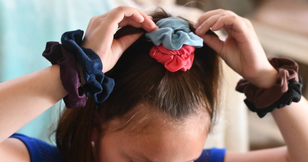 Girl wearing Velvet Scrunchies