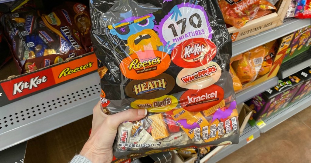 Walmart Halloween Clearance Candy in bag in hand