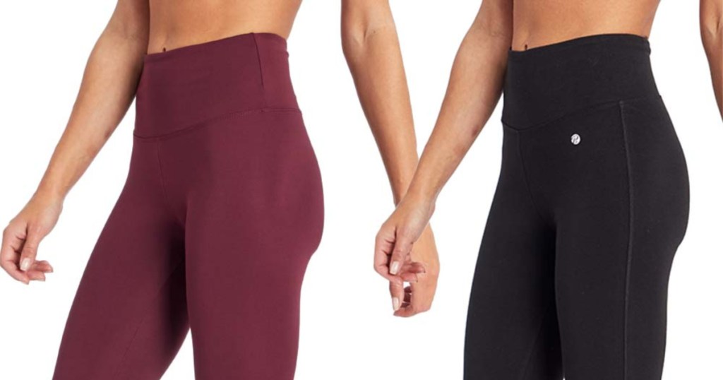 two women wearing leggings