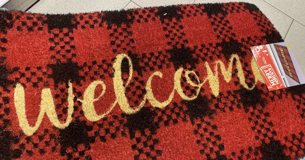 Buffalo check coir "Welcome" mat