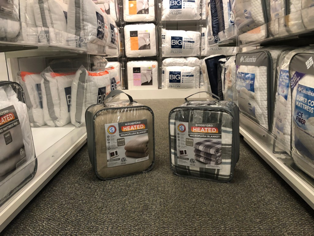 heated blankets on floor of kohls aisle