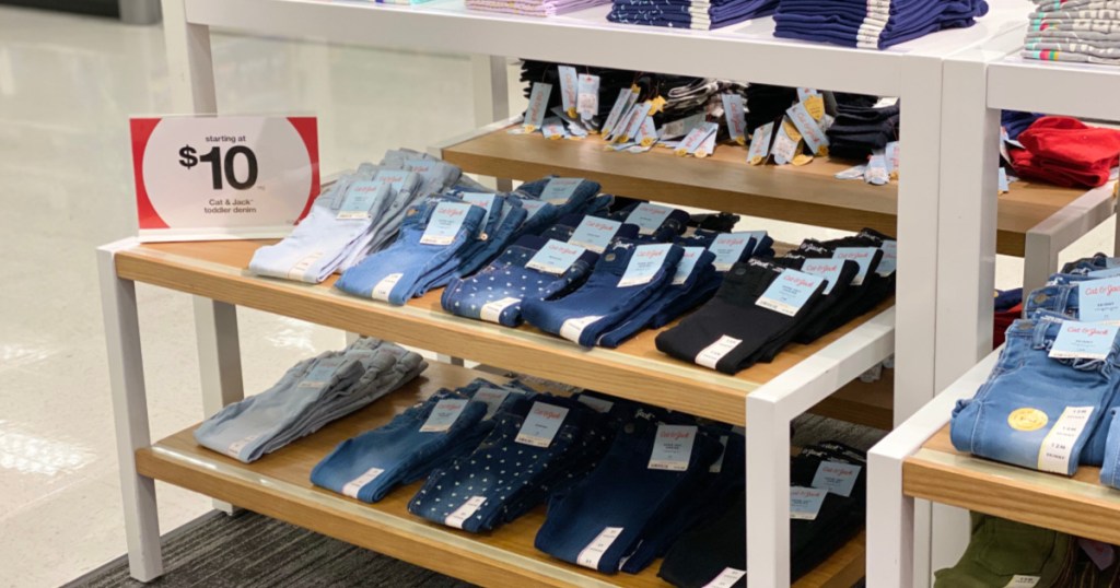 display of Cat & Jack girls jeans at Target