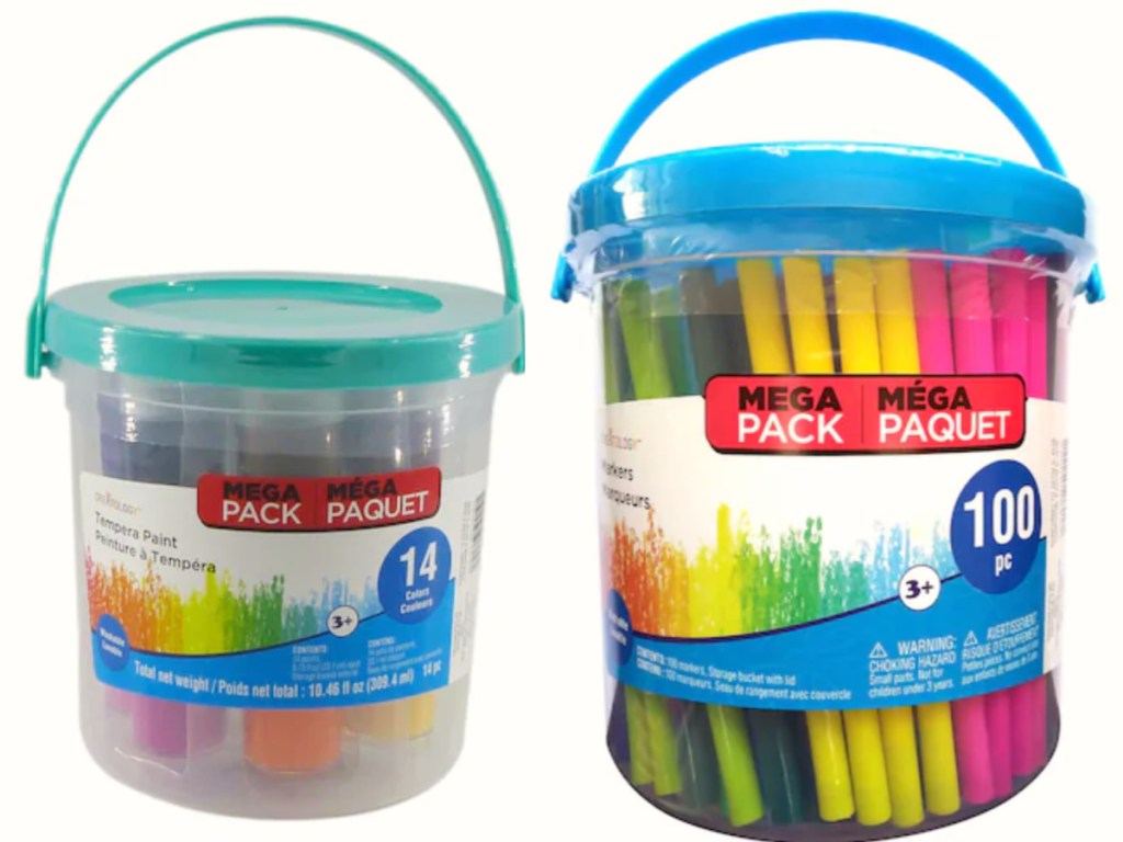 Creatology kids craft bucket of tempera paint and markers