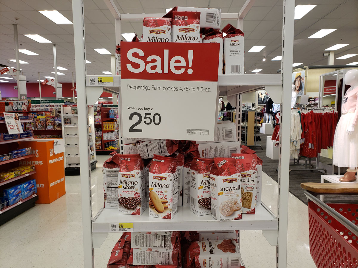 Milano cookies on display at Target